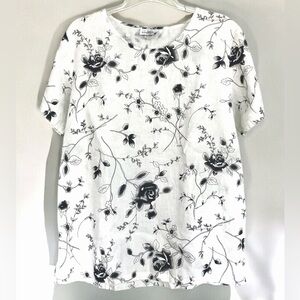 Match Point Linen Floral Print Women's Tunic Top Size Large